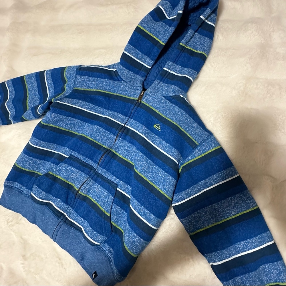 Kids 5/6 Quicksilver Blue Striped Hooded Sweatshirt